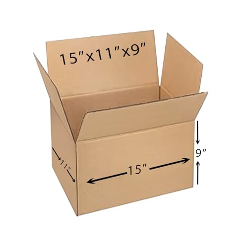 Image of BonKaso 3 Ply Corrugated Boxes for Packaging | 15 inchx11 inchx9 inch (Pack of 25) | Brown Cardboard Packing Boxes for Shipping, Moving & Storage | Large Carton Boxes for Courier & Goods Transportation