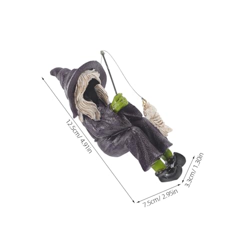 Figurines sorcière pêcheuse en résine violette solide et compacte - 3