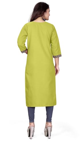 Image of Women A-line Cotton Blend Round Neck 3 /4 Sleeve Embroidered Kurti Only