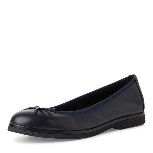 MARCO TOZZI Damen Ballerinas aus Leder mit Schleife, Blau (Navy), 39 EU