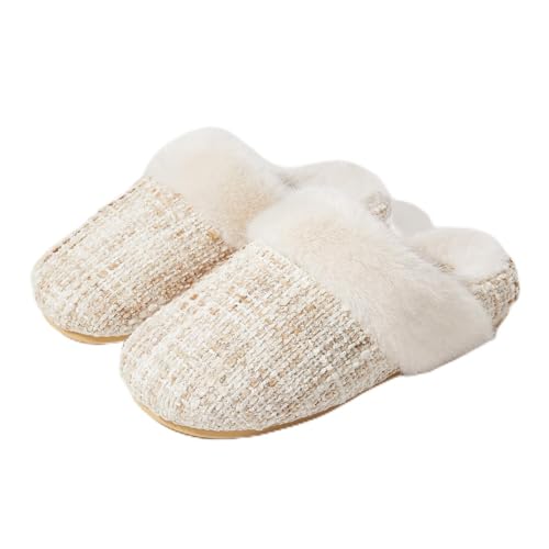 Women’s Cozy Plush Slippers Indoor Closed Toe House Shoes with Soft Lining & Non-Slip Outsole for Fall Winter