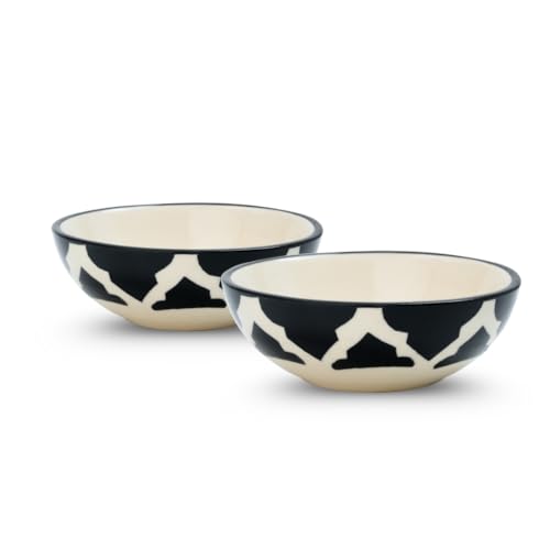 Image of Ceramic Bowl Set | 2-Piece Lightweight Crockery for Daily Use | Charcoal Black Ramen & Snack Bowls (75ml Each) | Elegant Microwave & Dishwasher Safe | Perfect Christmas & New Year Gift