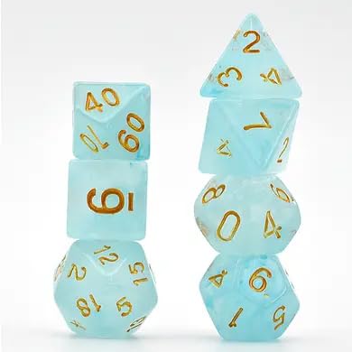 Foam Brain Games Jeu de dés Cyan Silk Translucent pour jeux de rôle