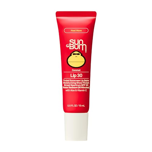 Sun Bum SPF 30 Sunscreen Heat Wave Tinted Lip Balm - Coconut Flavor Broad Spectrum Moisturizing with Aloe & Vitamin E - Hawaii 104 Act Compliant (Made Without Octinoxate & Oxybenzone) - 0.5 oz