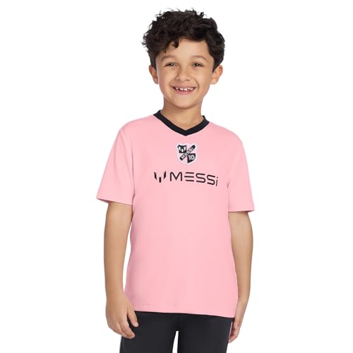 Boys' Lifestyle Short Sleeve Top, Loose-fit V-Neck Shirt with Logo, Comfortable