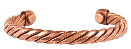 Image of Touchstone Copper magnetic bracelet Tibetan style. Hand forged with solid and high gauge pure copper. Twisted rope look.
