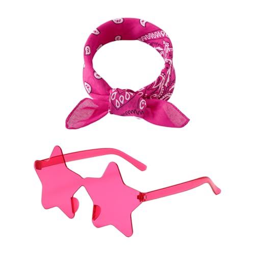OAAO 1 Turbante Rojo Rosa Y 1 Par De Gafas De Sol, Bufanda Cuadrada De Algodón Y Lino Al Estilo Hip-Hop, Complementos De Vestir Que Combinan con Todo, Turbante De Moda Personalizado.