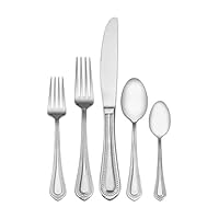 Mikasa Regent Bead 65-Piece Flatware Set for 12, 18/10 Stainless Steel Silverware with Full Service and Serving Utensils, Classic Beaded Edge Design