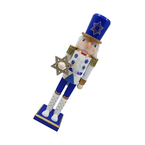GLEAVI Holz-Hanukkah Nussknacker Soldat Figur Blau Weiß mit...