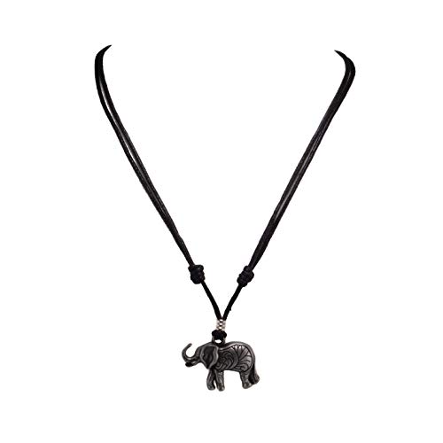 BlueRica Elephant on Adjustable Black Cord Necklace