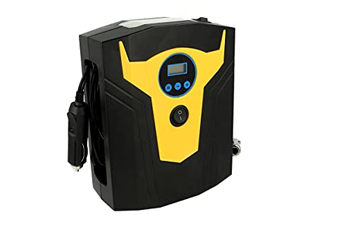 CARALL JF3637 Pompe compresseur d'air Portable pour Voiture Moto vélo avec Allume-Cigare s'arrête automatiquement avec lumière LED pour Une Utilisation Nocturne