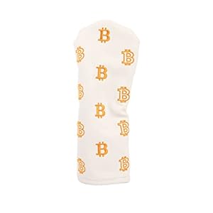 Bitcoin Golf Driver Headcover – Leather Golf Club Covers – HODL 21 Head Cover Golf Accessories – White