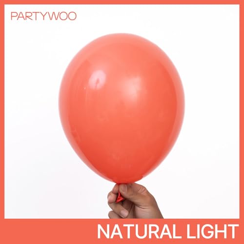 Image of PartyWoo Coral Balloons 140pcs Different Sizes of 18 12 10 5 Inch Coral Pink Light Red Latex Balloon Arch Kit Garland for Wedding Baby Shower Gender Reveal Summer Birthday Party Decorations Red-Y22