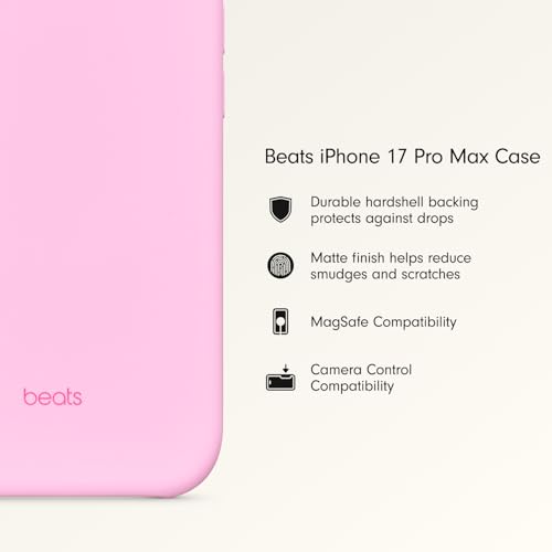 Image of Beats iPhone 17 Pro Max Case with MagSafe & Camera Control, Matte Finish, Microfibre Lining - Pebble Pink