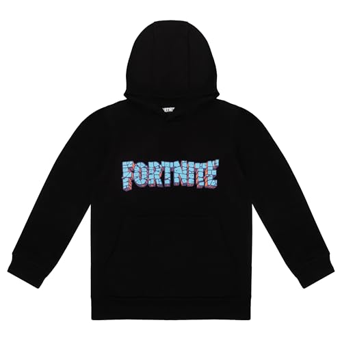Fortnite Sudadera con capucha para niño, cómoda sudadera con capucha para niños, artículo para fans para niños y jugadores, regalo, negro / azul, 164