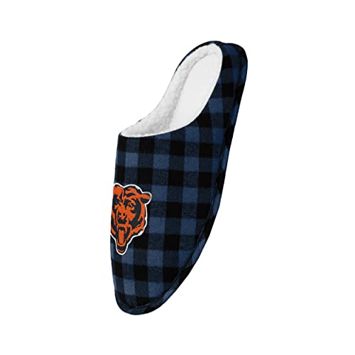 FOCO Chicago Bears Sherpa Lined Buffalo Check Memory Foam Slipper - M