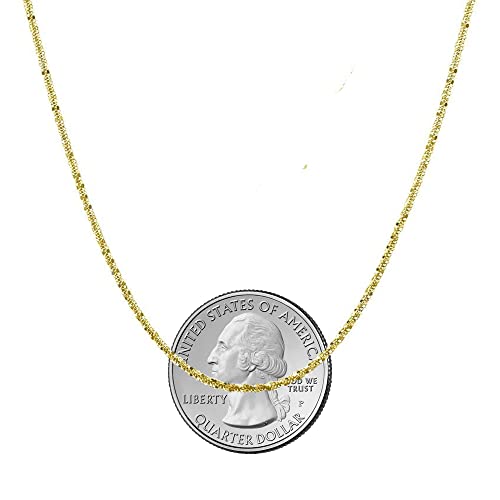 Savlano 925 Sterling Silver Solid 1.5Mm Sparkle Crisscross Roc Adjustable Bolo 14-24 Inch Chain Necklace For Women & Girls - Made In Italy Comes With A Gift Box (Yellow) #TOP3