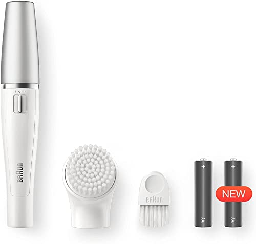 Braun Face 810 Mini Facial Epilator for Women, Cleansing Brush with Micro-Oscillations, Precise Root Hair Removal, Slim Head, Pore-Deep Cleansing, Cordless, White