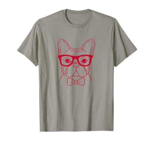 Acogedor bulldog francés con gafas y pajarita Camiseta