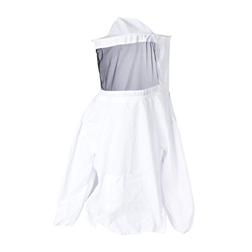 Isuper Beekeeping Suit Jacket Professional White Beekeeping Bee Keeping Suit Jacket Pull Over Smock With A Veil For Men Women Starter Beekeeper