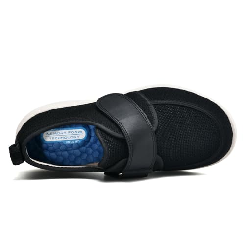 Jesajemi Calzado Ancho Especial Hombre Zapatillas Cómodas Zapatos para diabéticos, Extra Anchos, Ajustables, para hinchazón del pie, ancho extendido(Black,41 EU)