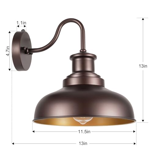 Image of Dusk to Dawn Outdoor Barn Lights Outdoor Wall Sconces Farmhouse Exterior Wall Mount Light Vintage Outside Lighting Fixture Industrial Bronze Lantern for Porch Garage Shed Patio, 2 Pack