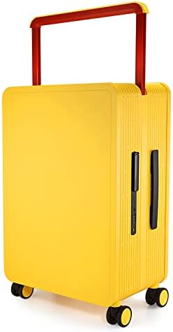 MRPLUM Carry On Luggage Airline Approved,Wide Handle Rolling Travel No Zipper Suitcase PC Hardshell with Silent Spinner Wheels&TSA Lock for Business Travel,20inch,Yellow