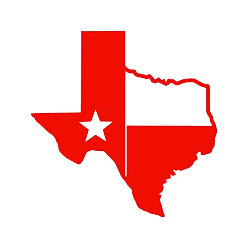Image of TX Flag Shaped Like Texas [Pick Color] Vinyl Transfer Sticker for Laptop /Car /Truck /Window /Bumper (5 inch x 5 inch, Red)