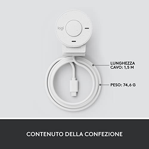 Brio 300 Webcam Full HD con Otturatore Privacy, Mic con Riduzione del Rumore, USB-C, Streaming, Certificata per Zoom, Microsoft Teams, Google Meet, Correzione Automatica della Luce - Bianco - Webcam - Immagine 9