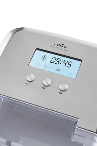ETA Eiswürfelmaschine Glacial I Eiswürfelautomat I Edelstahl I Eiswürfelbereiter 2 Liter I 2 Eiswürfelgrößen I Produktionskapazität 15 kg / 24 St. I Display I Reinigungsprogramm I