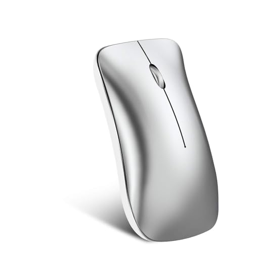 Ratón inalámbrico elegante T27 plateado con tecnología alemana de diseño silencioso