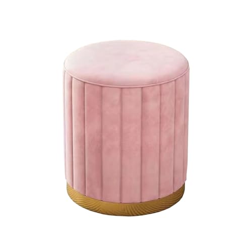 Elegante taburete redondo tapizado con base de metal, taburete de maquillaje bajo para tocador y pianos, perfecto para decoración de dormitorio (color: C)