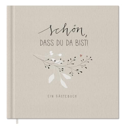 Eine der Guten Gästebuch für Hochzeit, Geburtstag, Ferienwohnung, Taufe, blanko Hochzeitsgästebuch Creme, 100 Seiten festes FSC Papier, klimaneutral, Premium Hardcover mit Fadenbindung, 21x21 cm