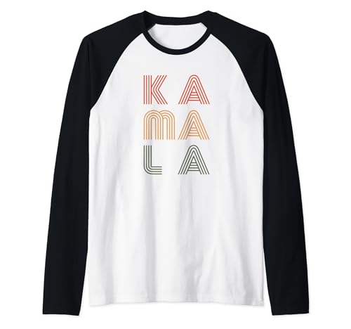 Kamala Harris, maglietta vintage con colori vivaci, idea regalo Maglia con Maniche Raglan