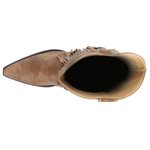 ROPER Womens Fringes Snip Toe Casual Boots Mid Calf Mid Heel 2-3" - Brown4