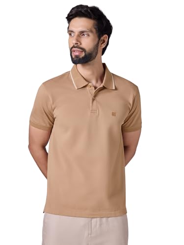 Image of XYXX Men's Apex Mercerized Cotton Striped Collar Pique Polo T-Shirt