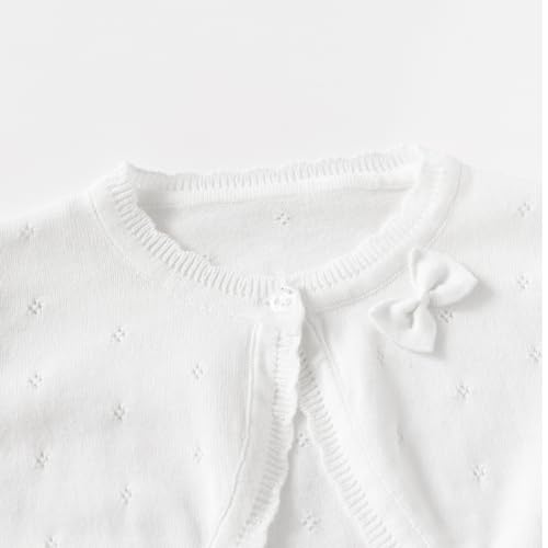 Little Girls' Knit Long Sleeve Bolero Shrug Cardigan,Toddler Girls Cotton Thin Bow Knot Shawl Lace Sweater Jacket Coat3