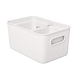 Tatay Cestas Almacenaje Plastico Baobab | Set de 3 Cajas Organizadoras | Asas Integradas | Diseño Compacto y Versátil | Plástico Reciclado Libre de BPA | 18,7x27,8x13,3 cm, Blanco