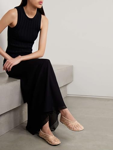 Vertundy Rhinestone Mesh Ballet Flats for Women Sparkly Crystal Closed Round Toe Slip On Loafer Shoes Comfortable Dress Work Ballerina Flats for Casual Ladies4