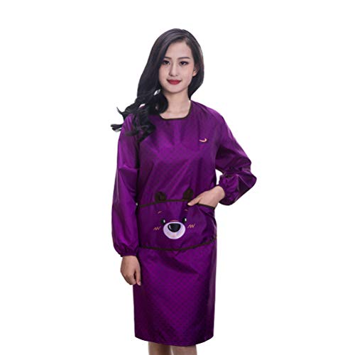 Lzttyee Stylist Salon Smock Jacket Waterproof Haircut Cape Barber Cartoon Apron,Kitchen Apron,Nail Tech,Massage Therapist (Purple)