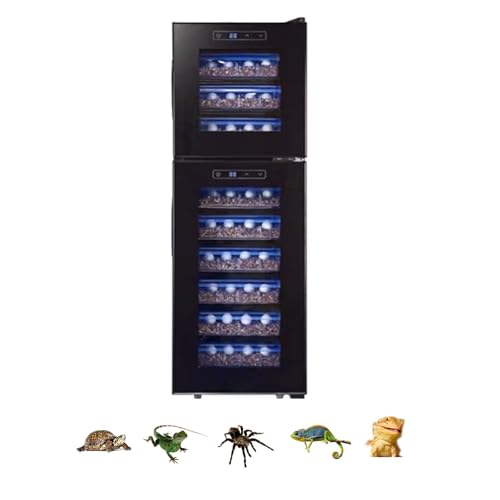 爬虫類インキュベーター 自動インキュベーター 爬虫類・両生類飼育ボックス 精密冷却・加熱10〜40℃ 孵化オスまたはメスを制御する 自動孵卵器 静音動作 省電力 360°立体空気循環システム カメ/ヘビ/トカゲ/カメレオン/適用 76L/9層