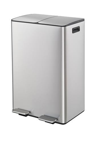 Caneca de basura rectangular con tapa y doble compartimento 15.5 gal