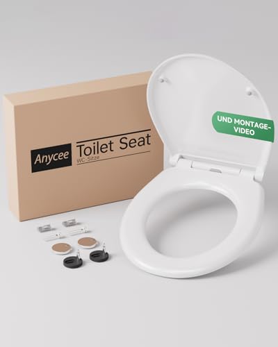ANYCEE Toilettendeckel Universal Oval aus Duroplast, WC Sitz mit Absenkautomatik, klodeckel mit Absenkautomatik, Toilettensitz mit Antibakterielle, WC Deckel mit Quick-Release-Funktion, Klobrille ANYCEE Toilettendeckel Universal Oval aus Duroplast, WC Sitz mit Absenkautomatik, klodeckel mit Absenkautomatik, Toilettensitz mit Antibakterielle, WC Deckel mit Quick-Release-Funktion, Klobrille