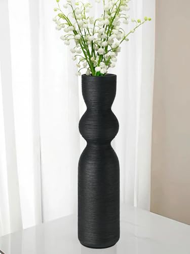 Black Vases Home Decor, 38cm Tall Ceramic Flower Vase for Flowers, Branches and Dried Flowers, Vases for Your Kitchen, Living Room, Office, Table Centerpieces, Wedding Decorative