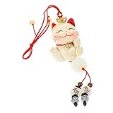 TOPPERFUN Colgante de Coche con Forma de Gato de La Suerte, Campana de Resina con Forma de Gato del Dinero, Maneki Neko...