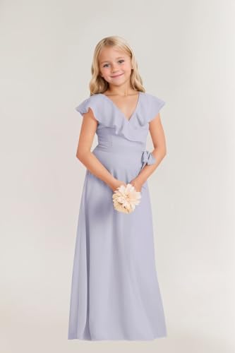 Short Sleeves Junior Bridesmaid Dresses for Wedding Chiffon A-Line Formal Party Flower Girl Dress4