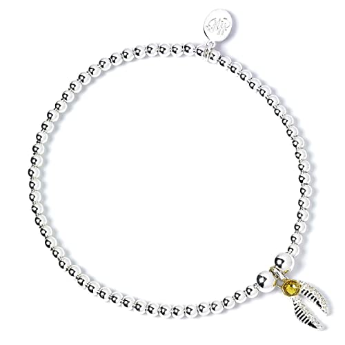Harry Potter Pulsera de cuentas de bola con dije de snitch dorado y elementos de...