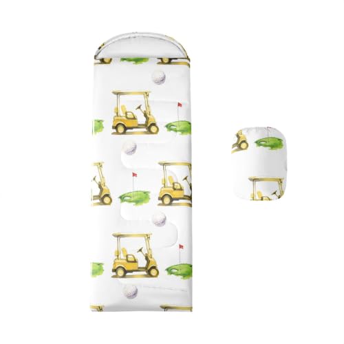 Bolsa de Dormir Erosebridal Golf Balls con Diseño de Carritos, para Camping, Color Amarillo Golf Grande miniatura 1