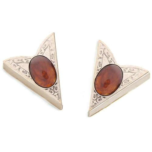 HHH Designs Brown Acrylic Collar Tips-Western Collar Tip-Dress Shirt Collar Stays-Silver Finish-Collar Stays for Men & Women