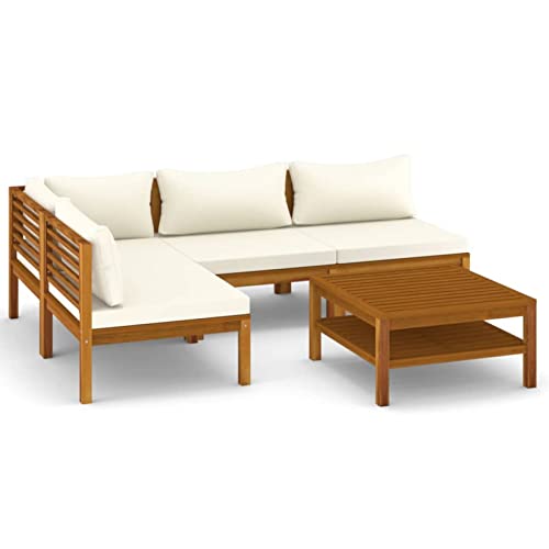 Chusui 5-TLG. Garten-Lounge-Set mit Creme Kissen, Terassenmöbel Wetterfest, Loungemöbel Terrasse, Garten Sitzgruppe… – Bild 4